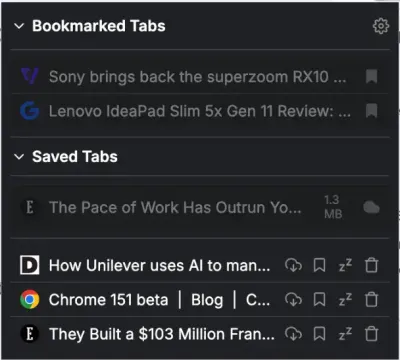 Tab Manager Chrome Extension Dark Mode UI
